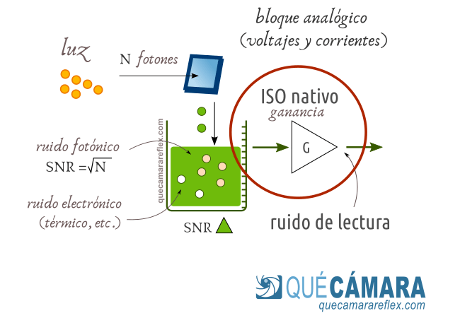 Amplificador lineal, ruido de lectura y SNR